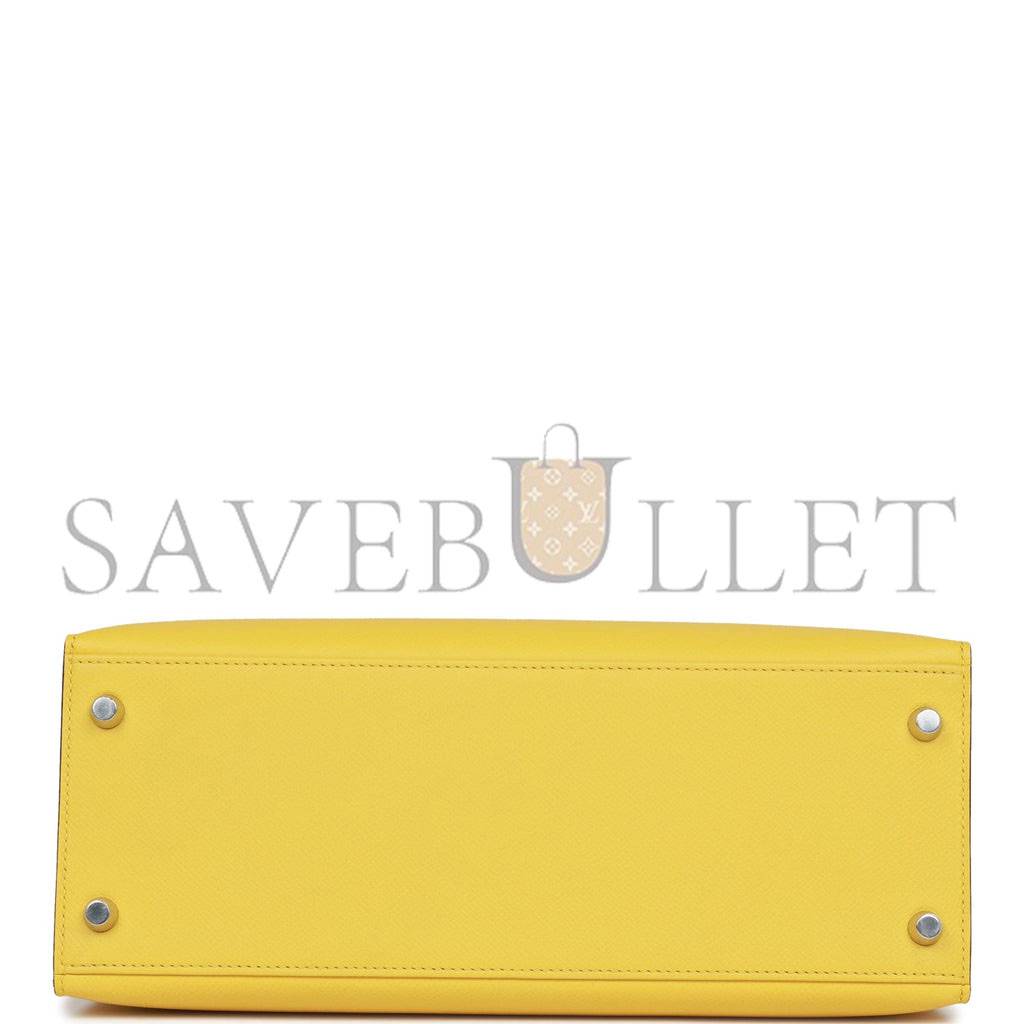 HERMES KELLY SELLIER 28 JAUNE DE NAPLES EPSOM PALLADIUM HARDWARE (28*22*10cm) HERMES KELLY SELLIER 28 JAUNE DE NAPLES EPSOM PALLADIUM HARDWARE (28*22*10cm)