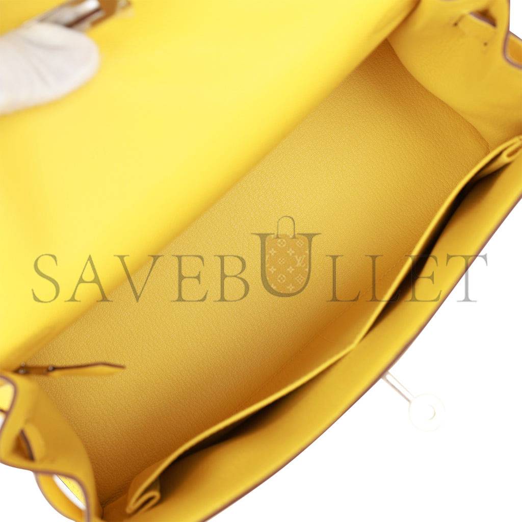 HERMES KELLY SELLIER 28 JAUNE DE NAPLES EPSOM PALLADIUM HARDWARE (28*22*10cm) HERMES KELLY SELLIER 28 JAUNE DE NAPLES EPSOM PALLADIUM HARDWARE (28*22*10cm)