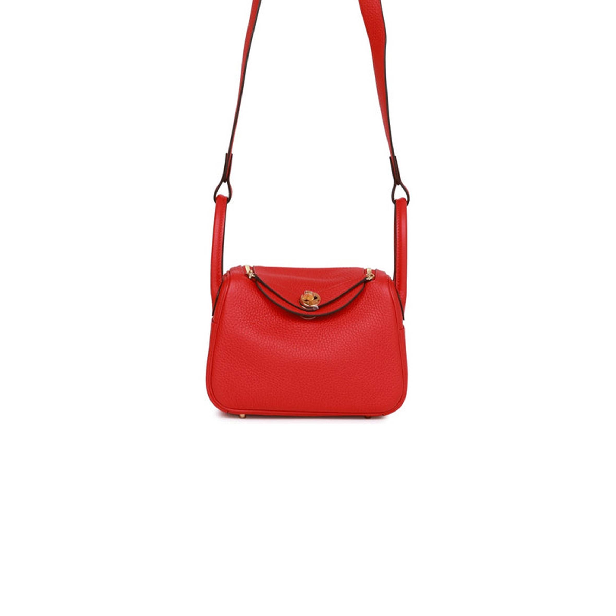 HERMES MINI LINDY ROUGE DE COEUR CLEMENCE GOLD HARDWARE (19*12.5*9) HERMES MINI LINDY ROUGE DE COEUR CLEMENCE GOLD HARDWARE (19*12.5*9)