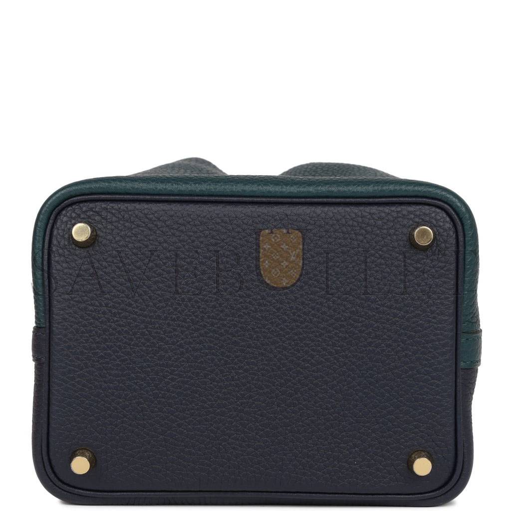 HERMES PICOTIN LOCK 18 CASAQUE VERT CYPRESS, BLEU NUIT AND BLACK CLEMENCE GOLD HARDWARE(18*13*18cm) HERMES PICOTIN LOCK 18 CASAQUE VERT CYPRESS, BLEU NUIT AND BLACK CLEMENCE GOLD HARDWARE(18*13*18cm)
