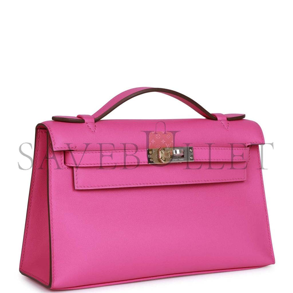 HERMES MINI KELLY POCHETTE MAGNOLIA SWIFT PALLADIUM HARDWARE (22*14*7cm) HERMES MINI KELLY POCHETTE MAGNOLIA SWIFT PALLADIUM HARDWARE (22*14*7cm)
