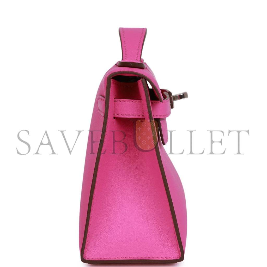 HERMES MINI KELLY POCHETTE MAGNOLIA SWIFT PALLADIUM HARDWARE (22*14*7cm) HERMES MINI KELLY POCHETTE MAGNOLIA SWIFT PALLADIUM HARDWARE (22*14*7cm)