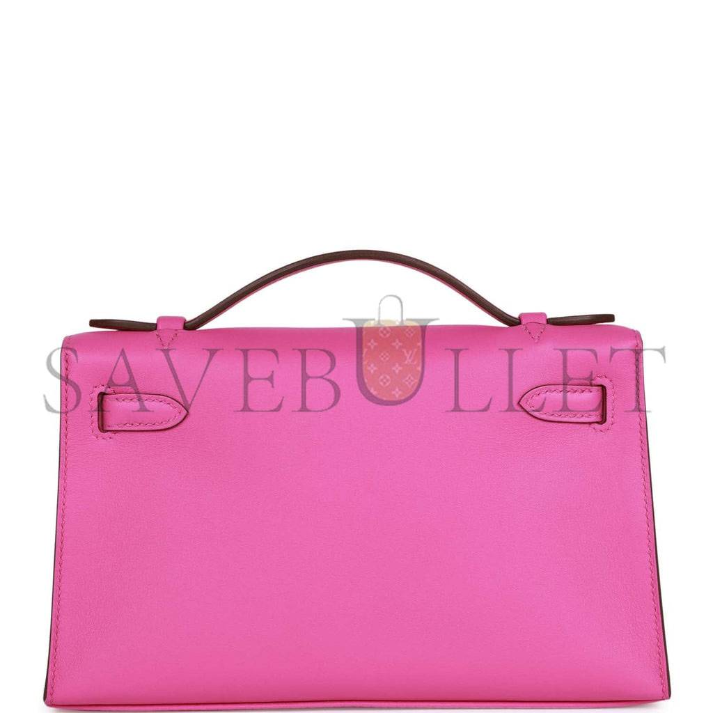 HERMES MINI KELLY POCHETTE MAGNOLIA SWIFT PALLADIUM HARDWARE (22*14*7cm) HERMES MINI KELLY POCHETTE MAGNOLIA SWIFT PALLADIUM HARDWARE (22*14*7cm)