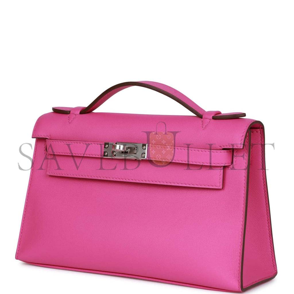 HERMES MINI KELLY POCHETTE MAGNOLIA SWIFT PALLADIUM HARDWARE (22*14*7cm) HERMES MINI KELLY POCHETTE MAGNOLIA SWIFT PALLADIUM HARDWARE (22*14*7cm)