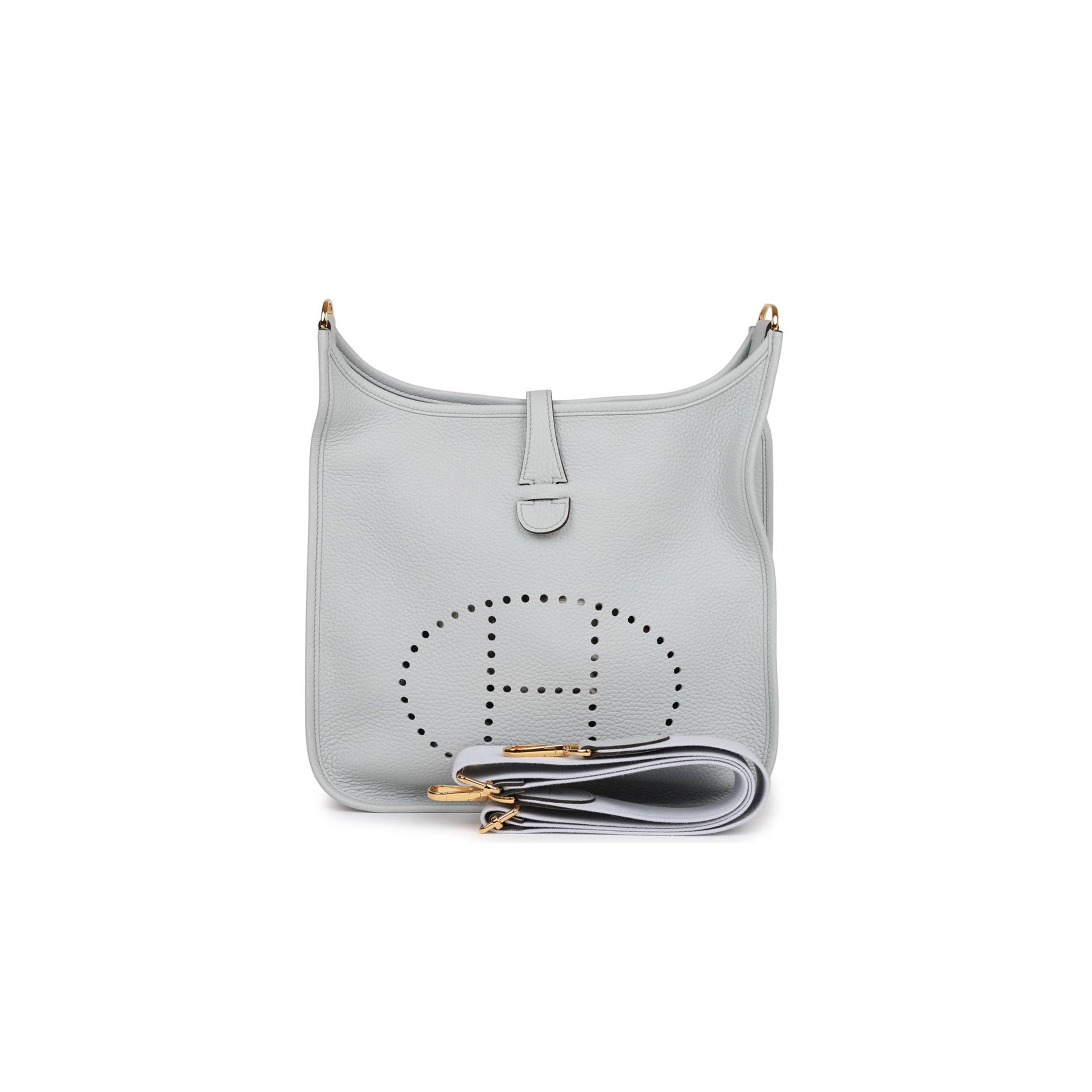 HERMES EVELYNE III PM BLEU LIN CLEMENCE GOLD HARDWARE (29*30*7cm) HERMES EVELYNE III PM BLEU LIN CLEMENCE GOLD HARDWARE (29*30*7cm)