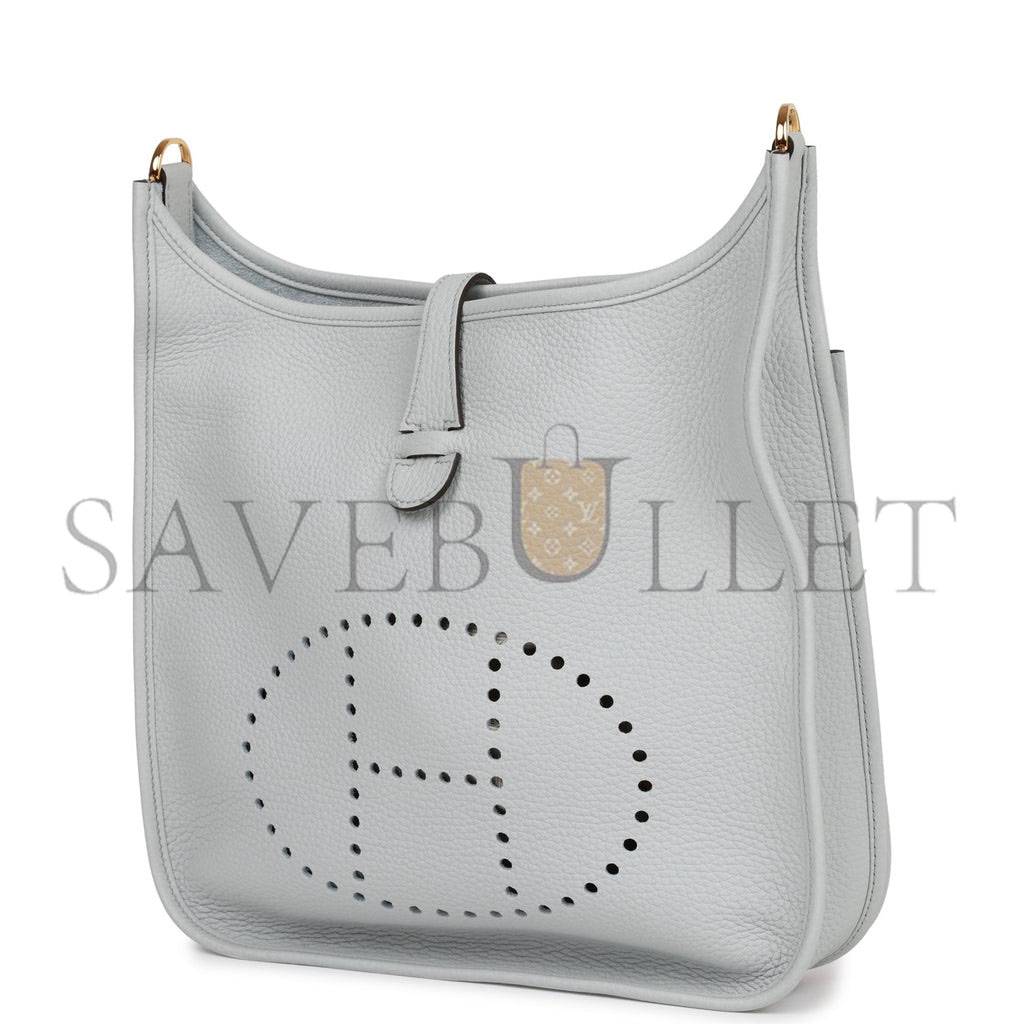 HERMES EVELYNE III PM BLEU LIN CLEMENCE GOLD HARDWARE (29*30*7cm) HERMES EVELYNE III PM BLEU LIN CLEMENCE GOLD HARDWARE (29*30*7cm)