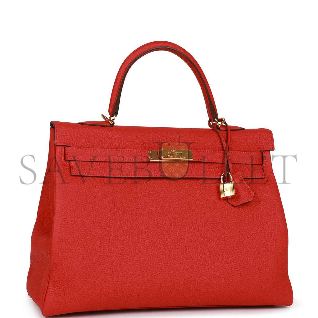 HERMES KELLY RETOURNE 35 GERANIUM TOGO GOLD HARDWARE(35*24*12cm) HERMES KELLY RETOURNE 35 GERANIUM TOGO GOLD HARDWARE(35*24*12cm)