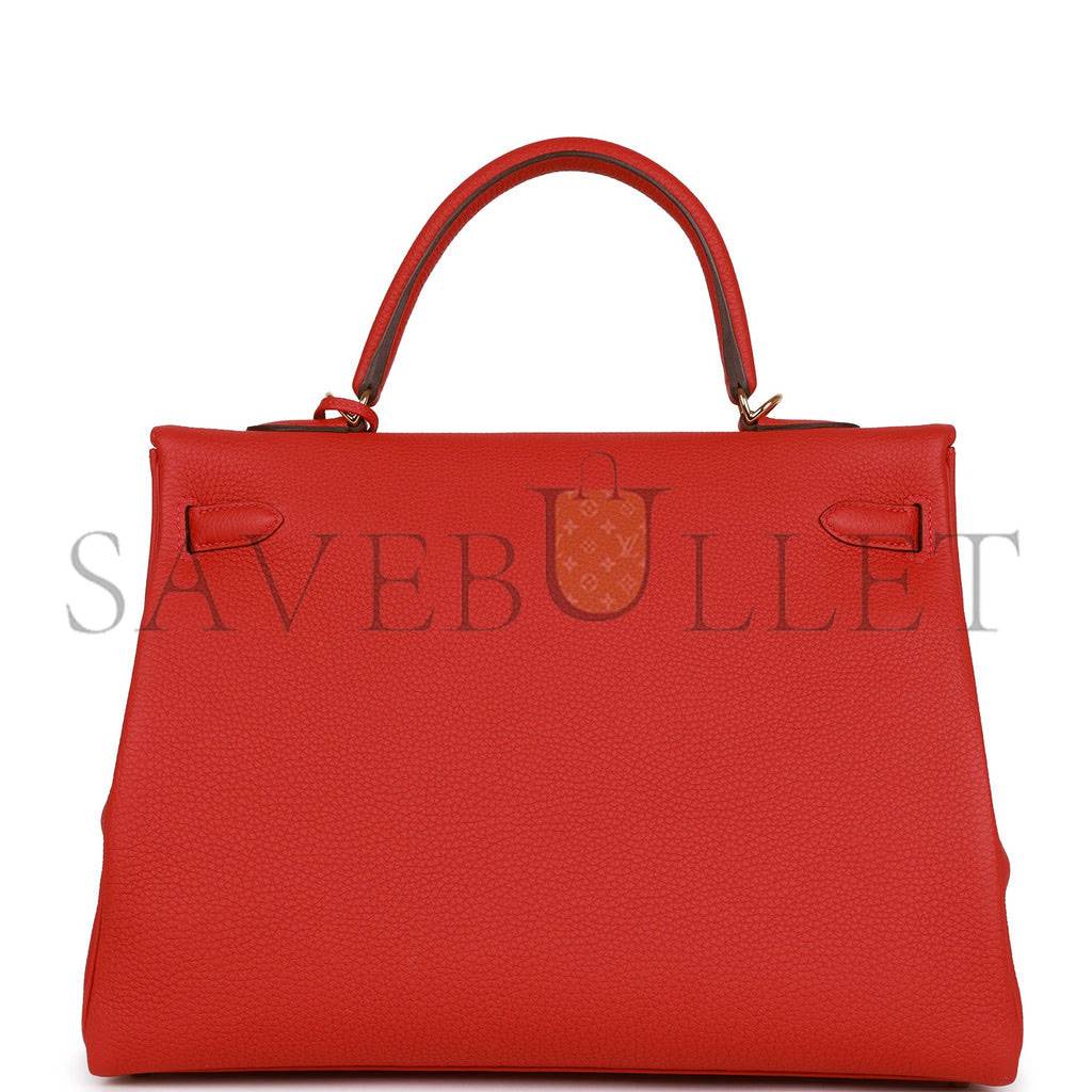 HERMES KELLY RETOURNE 35 GERANIUM TOGO GOLD HARDWARE(35*24*12cm) HERMES KELLY RETOURNE 35 GERANIUM TOGO GOLD HARDWARE(35*24*12cm)