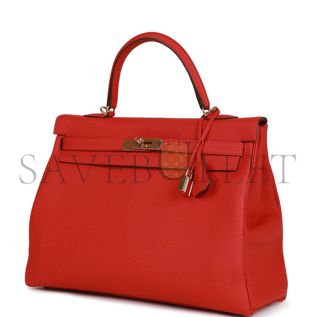 HERMES KELLY RETOURNE 35 GERANIUM TOGO GOLD HARDWARE(35*24*12cm) HERMES KELLY RETOURNE 35 GERANIUM TOGO GOLD HARDWARE(35*24*12cm)