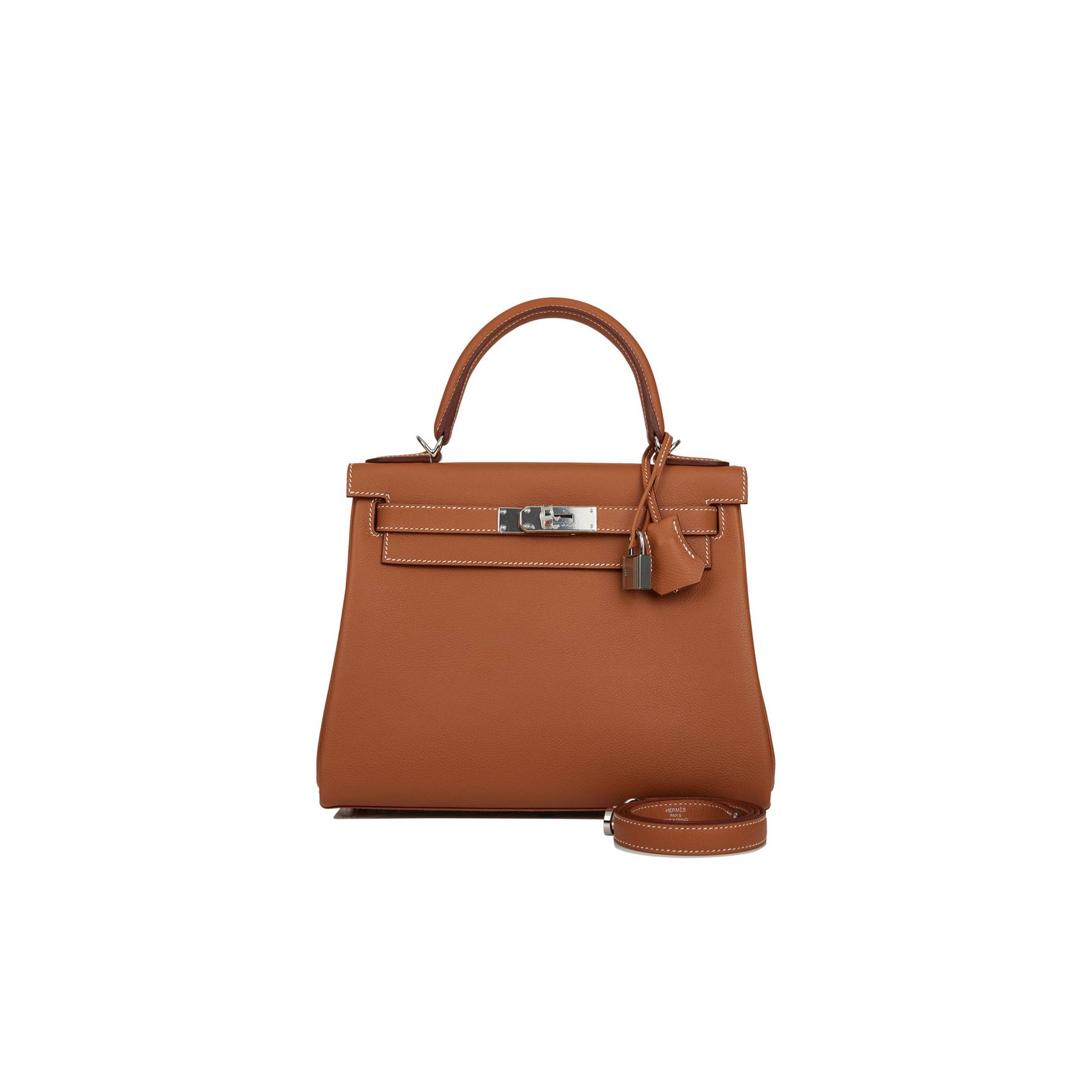 HERMES KELLY RETOURNE 28 GOLD EVERCOLOR PALLADIUM HARDWARE (28*22*10cm) HERMES KELLY RETOURNE 28 GOLD EVERCOLOR PALLADIUM HARDWARE (28*22*10cm)