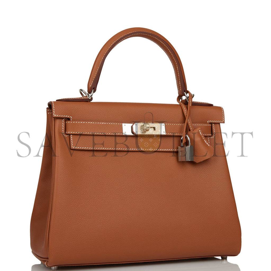 HERMES KELLY RETOURNE 28 GOLD EVERCOLOR PALLADIUM HARDWARE (28*22*10cm) HERMES KELLY RETOURNE 28 GOLD EVERCOLOR PALLADIUM HARDWARE (28*22*10cm)