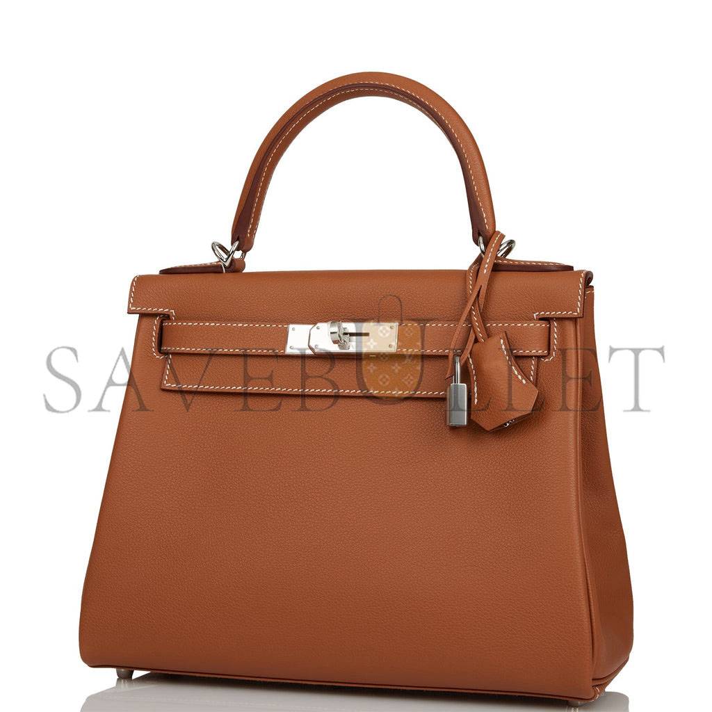 HERMES KELLY RETOURNE 28 GOLD EVERCOLOR PALLADIUM HARDWARE (28*22*10cm) HERMES KELLY RETOURNE 28 GOLD EVERCOLOR PALLADIUM HARDWARE (28*22*10cm)