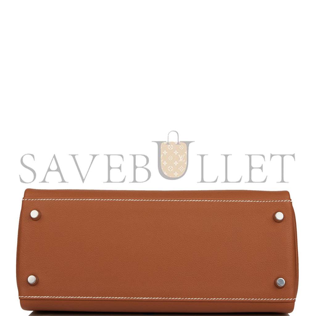 HERMES KELLY RETOURNE 28 GOLD EVERCOLOR PALLADIUM HARDWARE (28*22*10cm) HERMES KELLY RETOURNE 28 GOLD EVERCOLOR PALLADIUM HARDWARE (28*22*10cm)