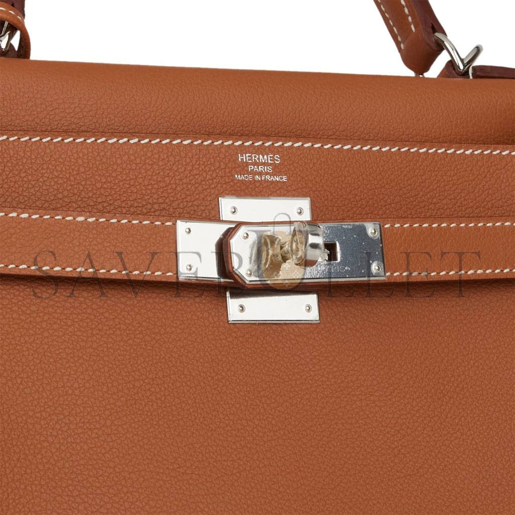HERMES KELLY RETOURNE 28 GOLD EVERCOLOR PALLADIUM HARDWARE (28*22*10cm) HERMES KELLY RETOURNE 28 GOLD EVERCOLOR PALLADIUM HARDWARE (28*22*10cm)