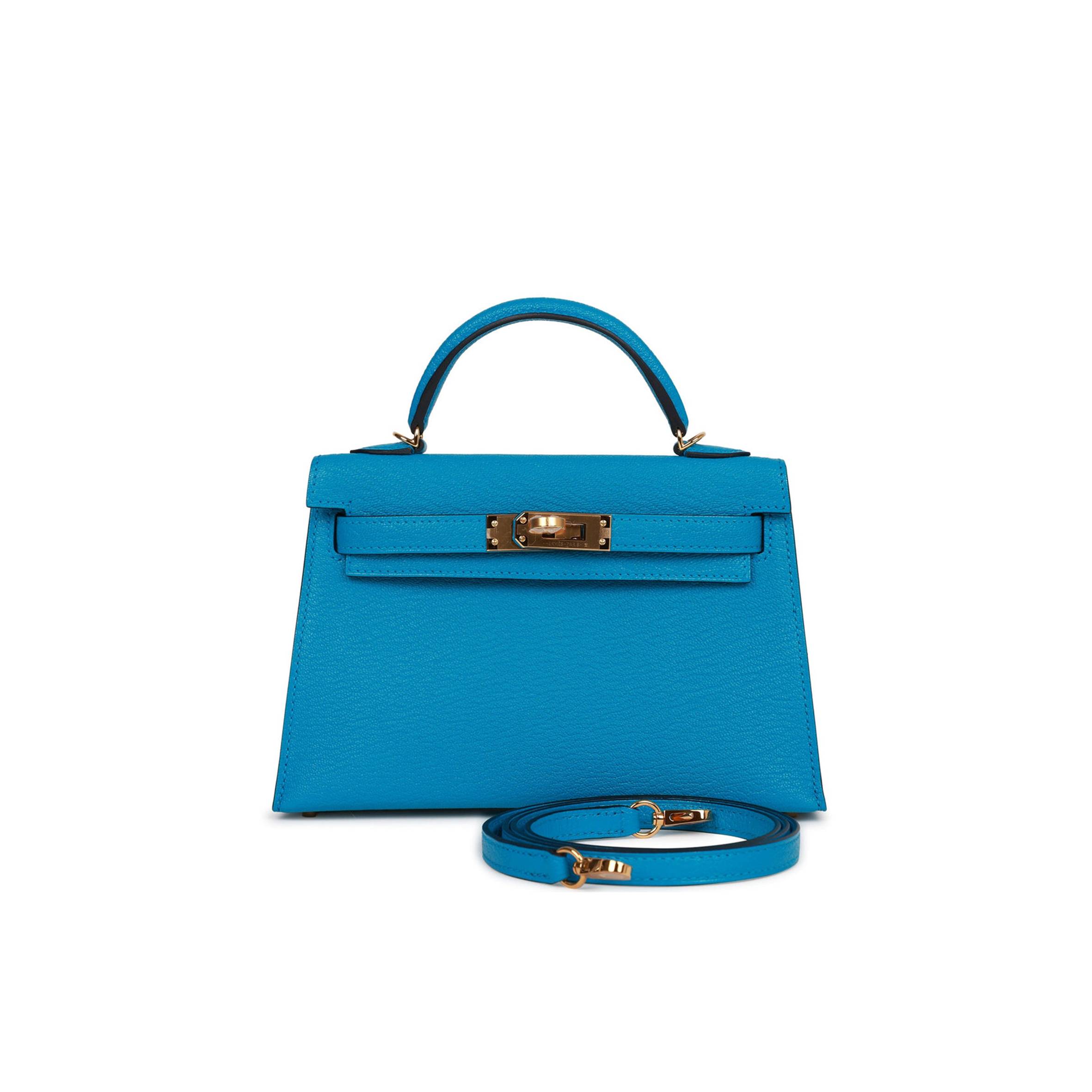 HERMES MINI KELLY SELLIER 20 BLEU FRIDA CHEVRE GOLD HARDWARE (19*12*5.5cm) HERMES MINI KELLY SELLIER 20 BLEU FRIDA CHEVRE GOLD HARDWARE (19*12*5.5cm)