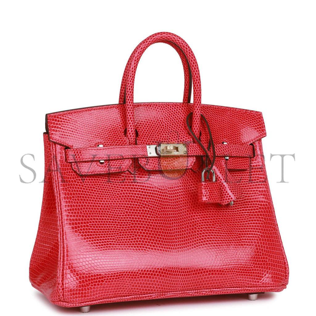 HERMES BIRKIN 25 ROSE EXTREME LIZARD PALLADIUM HARDWARE (25*19*12cm) HERMES BIRKIN 25 ROSE EXTREME LIZARD PALLADIUM HARDWARE (25*19*12cm)