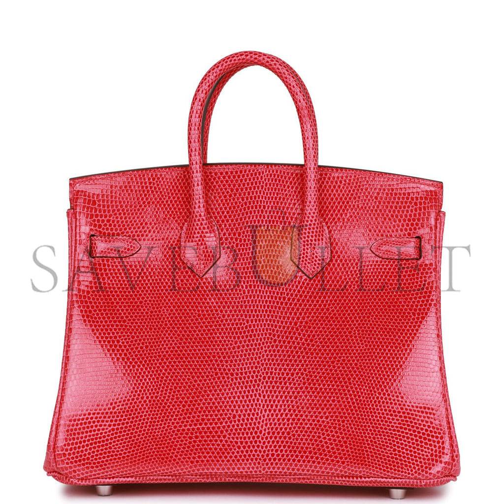 HERMES BIRKIN 25 ROSE EXTREME LIZARD PALLADIUM HARDWARE (25*19*12cm) HERMES BIRKIN 25 ROSE EXTREME LIZARD PALLADIUM HARDWARE (25*19*12cm)