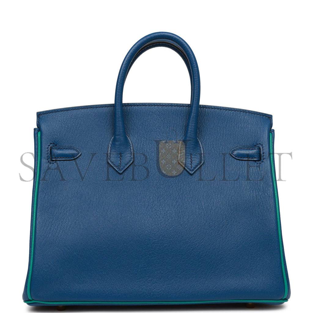 HERMES SPECIAL ORDER (HSS) BIRKIN 25 BLEU SAPHIR AND VERT VERTIGO CHEVRE BRUSHED GOLD HARDWARE HANDMADE (25.cm) HERMES SPECIAL ORDER (HSS) BIRKIN 25 BLEU SAPHIR AND VERT VERTIGO CHEVRE BRUSHED GOLD HARDWARE HANDMADE (25.cm)