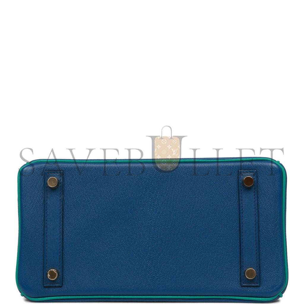 HERMES SPECIAL ORDER (HSS) BIRKIN 25 BLEU SAPHIR AND VERT VERTIGO CHEVRE BRUSHED GOLD HARDWARE HANDMADE (25.cm) HERMES SPECIAL ORDER (HSS) BIRKIN 25 BLEU SAPHIR AND VERT VERTIGO CHEVRE BRUSHED GOLD HARDWARE HANDMADE (25.cm)
