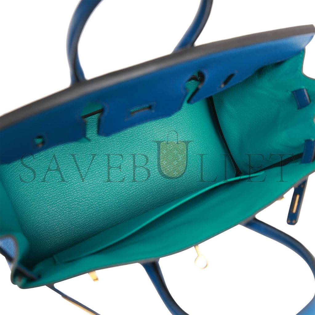 HERMES SPECIAL ORDER (HSS) BIRKIN 25 BLEU SAPHIR AND VERT VERTIGO CHEVRE BRUSHED GOLD HARDWARE HANDMADE (25.cm) HERMES SPECIAL ORDER (HSS) BIRKIN 25 BLEU SAPHIR AND VERT VERTIGO CHEVRE BRUSHED GOLD HARDWARE HANDMADE (25.cm)