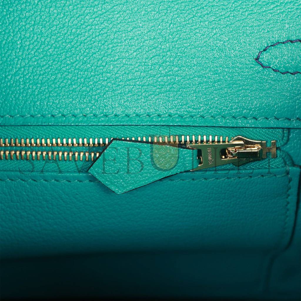 HERMES SPECIAL ORDER (HSS) BIRKIN 25 BLEU SAPHIR AND VERT VERTIGO CHEVRE BRUSHED GOLD HARDWARE HANDMADE (25.cm) HERMES SPECIAL ORDER (HSS) BIRKIN 25 BLEU SAPHIR AND VERT VERTIGO CHEVRE BRUSHED GOLD HARDWARE HANDMADE (25.cm)
