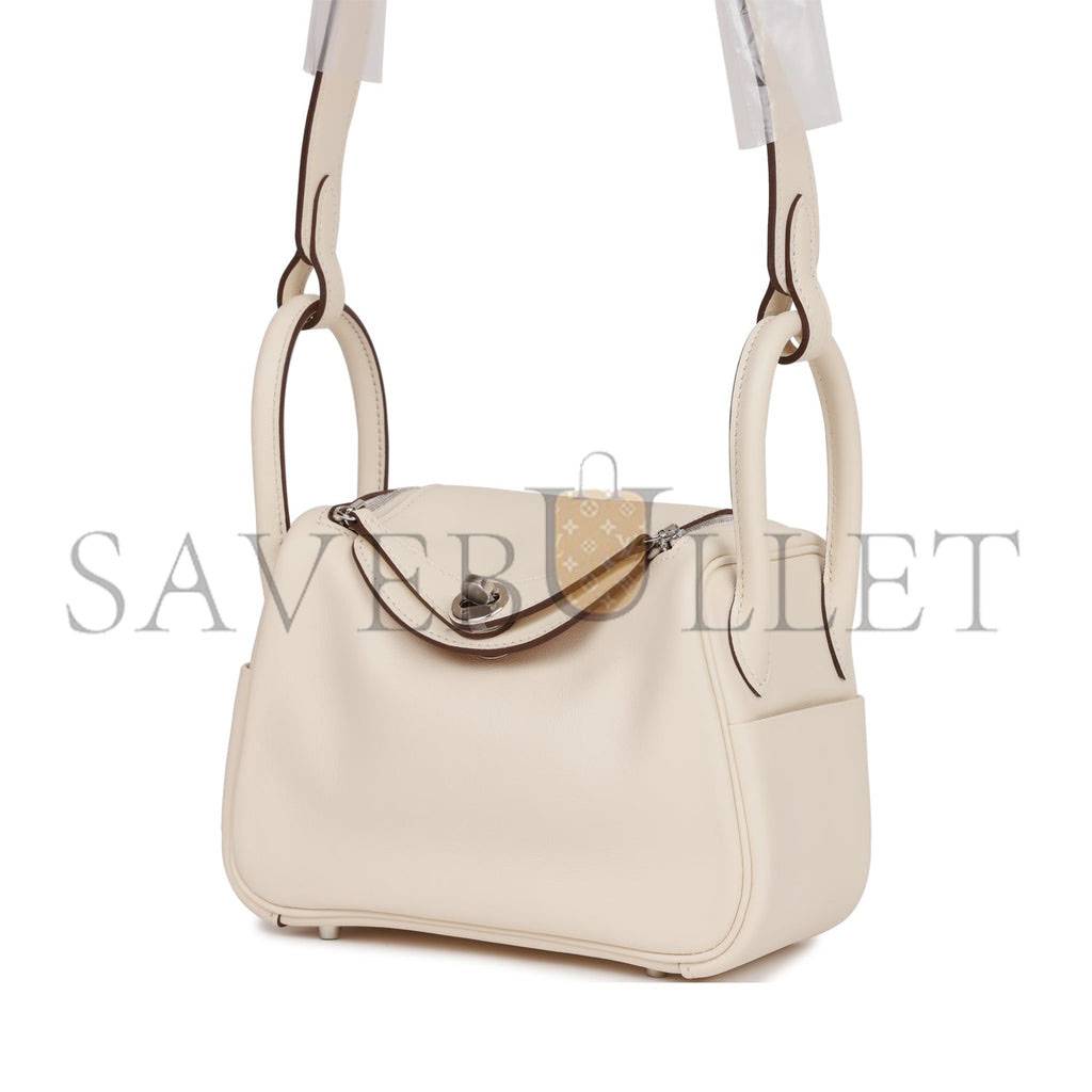 HERMES MINI LINDY NATA VERSO SWIFT PALLADIUM HARDWARE (19*12.5*9) HERMES MINI LINDY NATA VERSO SWIFT PALLADIUM HARDWARE (19*12.5*9)