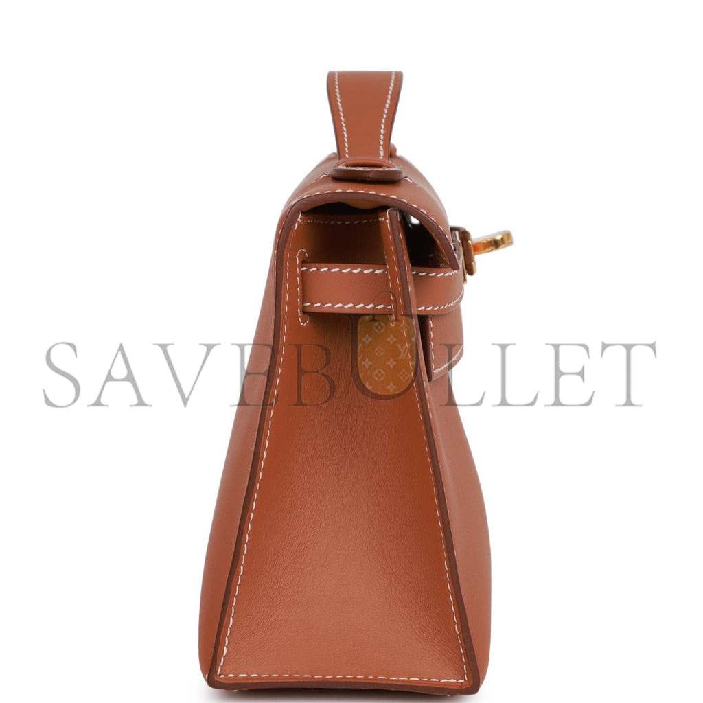 HERMES KELLY POCHETTE CHAI SWIFT PALLADIUM HARDWARE (22*12*13cm) HERMES KELLY POCHETTE CHAI SWIFT PALLADIUM HARDWARE (22*12*13cm)