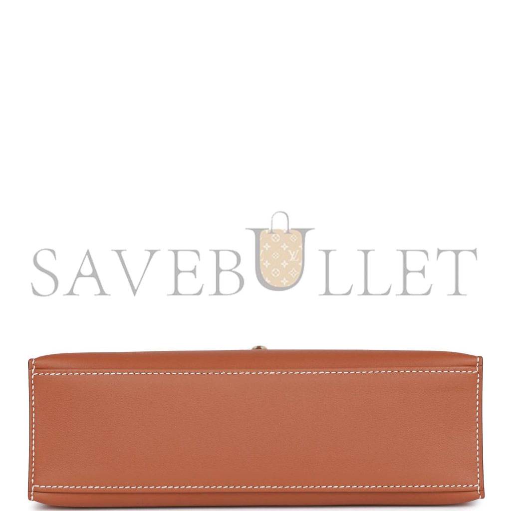 HERMES KELLY POCHETTE CHAI SWIFT PALLADIUM HARDWARE (22*12*13cm) HERMES KELLY POCHETTE CHAI SWIFT PALLADIUM HARDWARE (22*12*13cm)