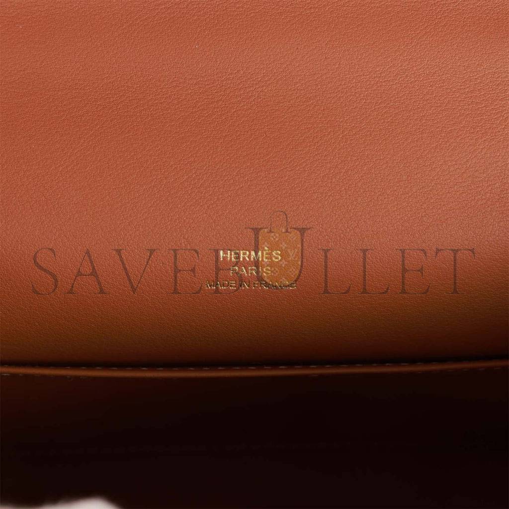 HERMES KELLY POCHETTE CHAI SWIFT PALLADIUM HARDWARE (22*12*13cm) HERMES KELLY POCHETTE CHAI SWIFT PALLADIUM HARDWARE (22*12*13cm)