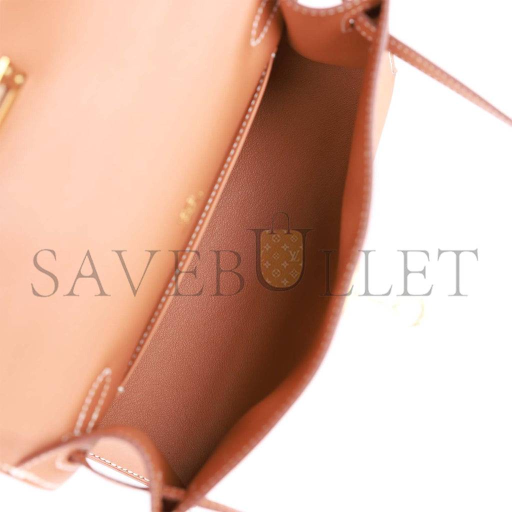 HERMES KELLY POCHETTE CHAI SWIFT PALLADIUM HARDWARE (22*12*13cm) HERMES KELLY POCHETTE CHAI SWIFT PALLADIUM HARDWARE (22*12*13cm)