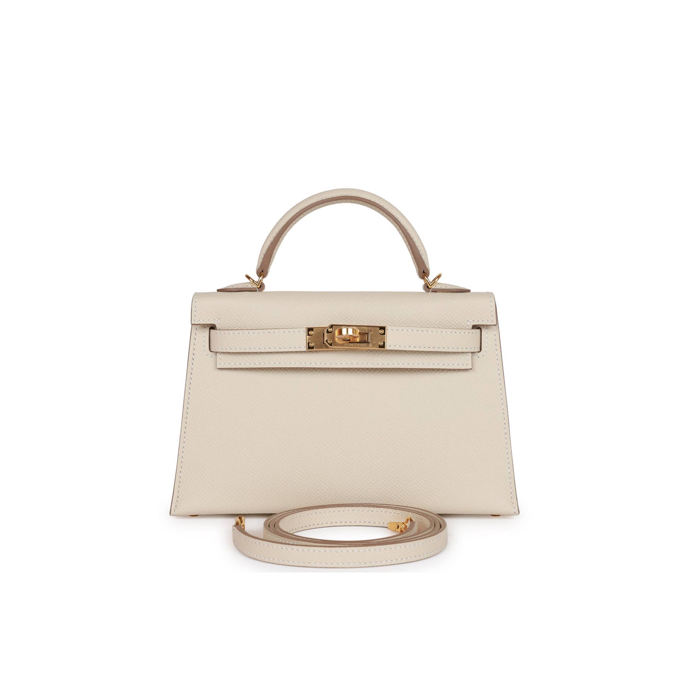 HERMES MINI KELLY SELLIER 20 CRAIE EPSOM GOLD HARDWARE (19*12*5.5cm) HERMES MINI KELLY SELLIER 20 CRAIE EPSOM GOLD HARDWARE (19*12*5.5cm)