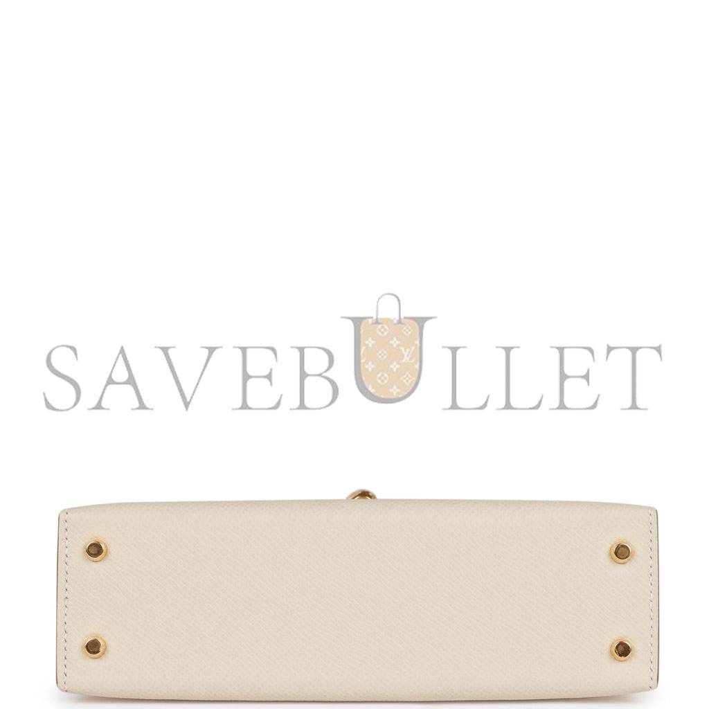 HERMES MINI KELLY SELLIER 20 CRAIE EPSOM GOLD HARDWARE (19*12*5.5cm) HERMES MINI KELLY SELLIER 20 CRAIE EPSOM GOLD HARDWARE (19*12*5.5cm)