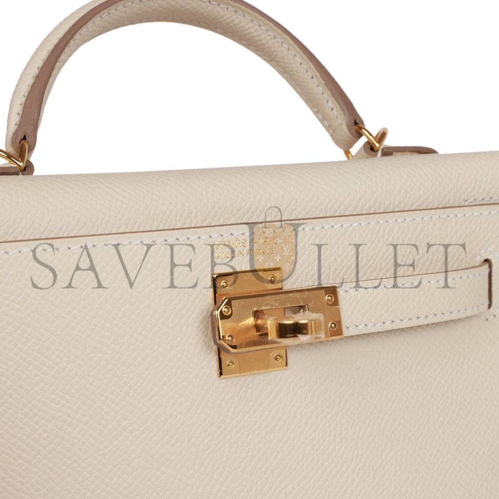 HERMES MINI KELLY SELLIER 20 CRAIE EPSOM GOLD HARDWARE (19*12*5.5cm) HERMES MINI KELLY SELLIER 20 CRAIE EPSOM GOLD HARDWARE (19*12*5.5cm)