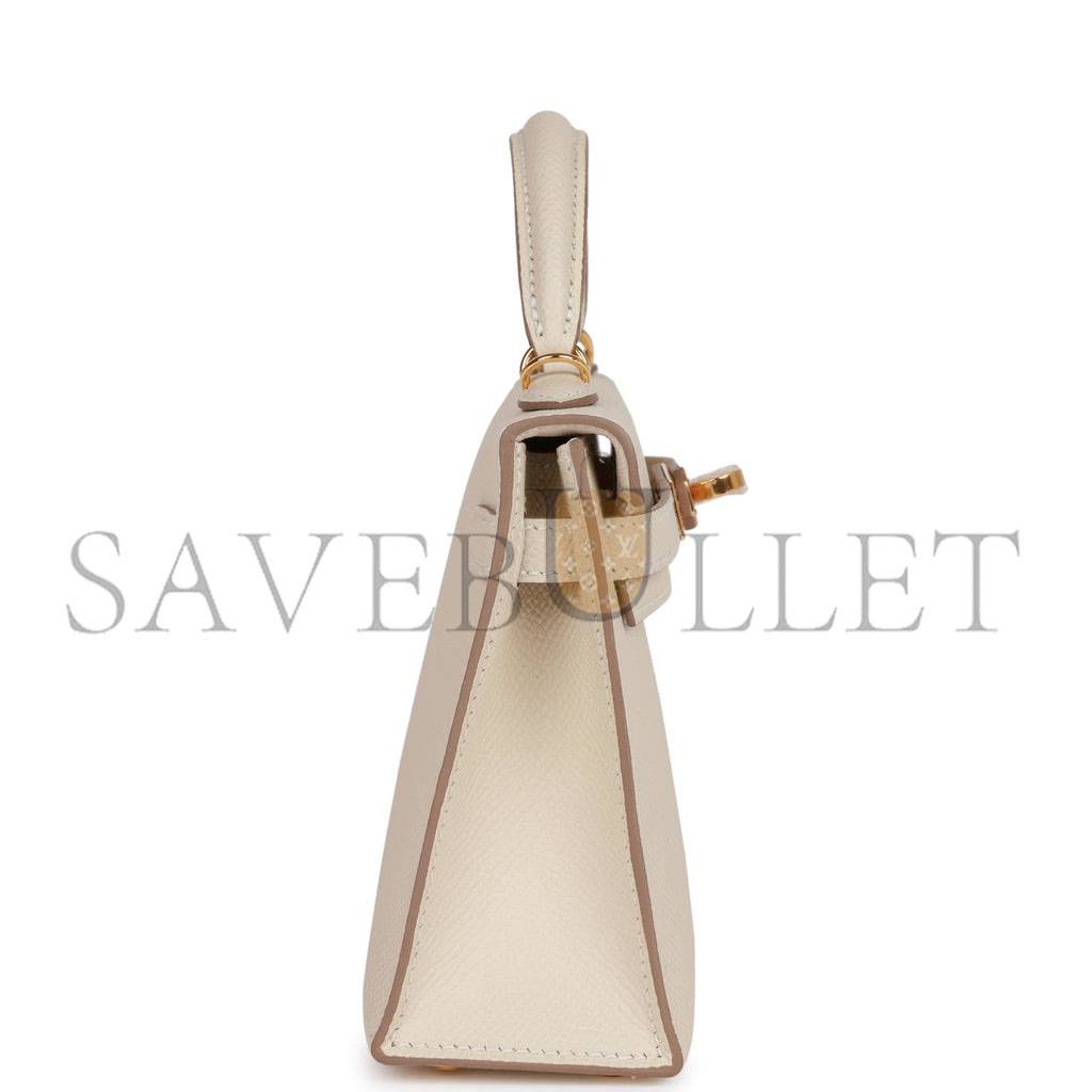 HERMES MINI KELLY SELLIER 20 CRAIE EPSOM GOLD HARDWARE (19*12*5.5cm) HERMES MINI KELLY SELLIER 20 CRAIE EPSOM GOLD HARDWARE (19*12*5.5cm)