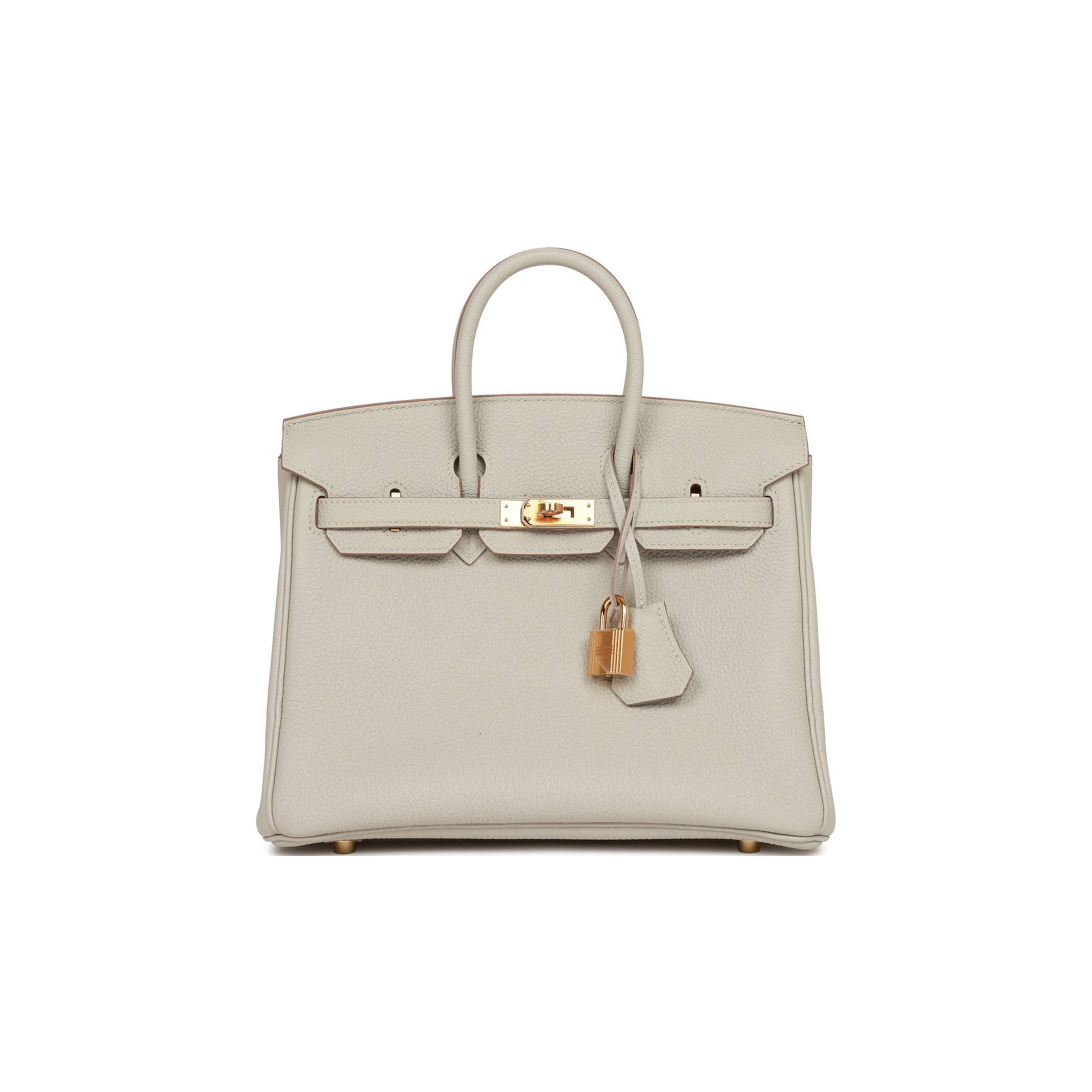 HERMES BIRKIN 25 GRIS PERLE TOGO GOLD HARDWARE HANDMADE (25*19*12cm) HERMES BIRKIN 25 GRIS PERLE TOGO GOLD HARDWARE HANDMADE (25*19*12cm)