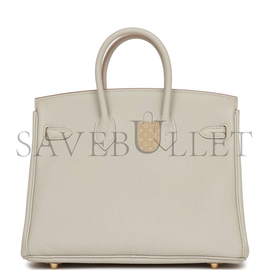HERMES BIRKIN 25 GRIS PERLE TOGO GOLD HARDWARE HANDMADE (25*19*12cm) HERMES BIRKIN 25 GRIS PERLE TOGO GOLD HARDWARE HANDMADE (25*19*12cm)