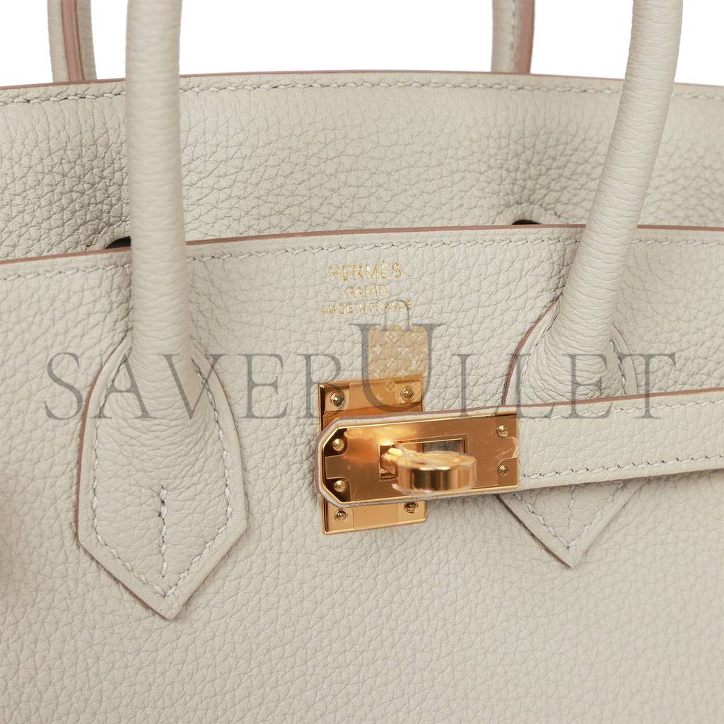 HERMES BIRKIN 25 GRIS PERLE TOGO GOLD HARDWARE HANDMADE (25*19*12cm) HERMES BIRKIN 25 GRIS PERLE TOGO GOLD HARDWARE HANDMADE (25*19*12cm)