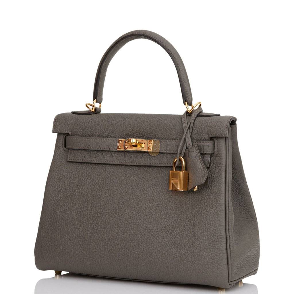 HERMES KELLY RETOURNE 25 ETAIN TOGO GOLD HARDWARE HANDMADE (25*17*7cm) HERMES KELLY RETOURNE 25 ETAIN TOGO GOLD HARDWARE HANDMADE (25*17*7cm)