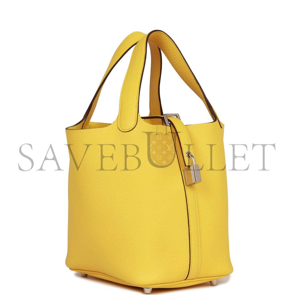 HERMES PICOTIN LOCK 18 JAUNE DE NAPLES CLEMENCE PALLADIUM HARDWARE (18*13*18cm) HERMES PICOTIN LOCK 18 JAUNE DE NAPLES CLEMENCE PALLADIUM HARDWARE (18*13*18cm)