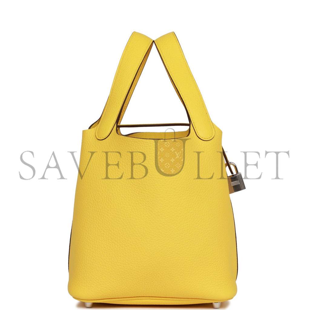 HERMES PICOTIN LOCK 18 JAUNE DE NAPLES CLEMENCE PALLADIUM HARDWARE (18*13*18cm) HERMES PICOTIN LOCK 18 JAUNE DE NAPLES CLEMENCE PALLADIUM HARDWARE (18*13*18cm)