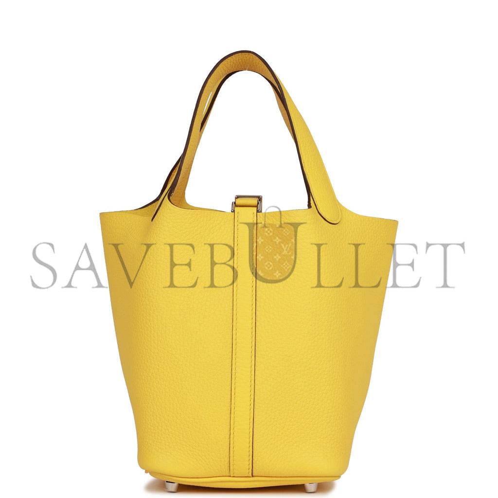 HERMES PICOTIN LOCK 18 JAUNE DE NAPLES CLEMENCE PALLADIUM HARDWARE (18*13*18cm) HERMES PICOTIN LOCK 18 JAUNE DE NAPLES CLEMENCE PALLADIUM HARDWARE (18*13*18cm)