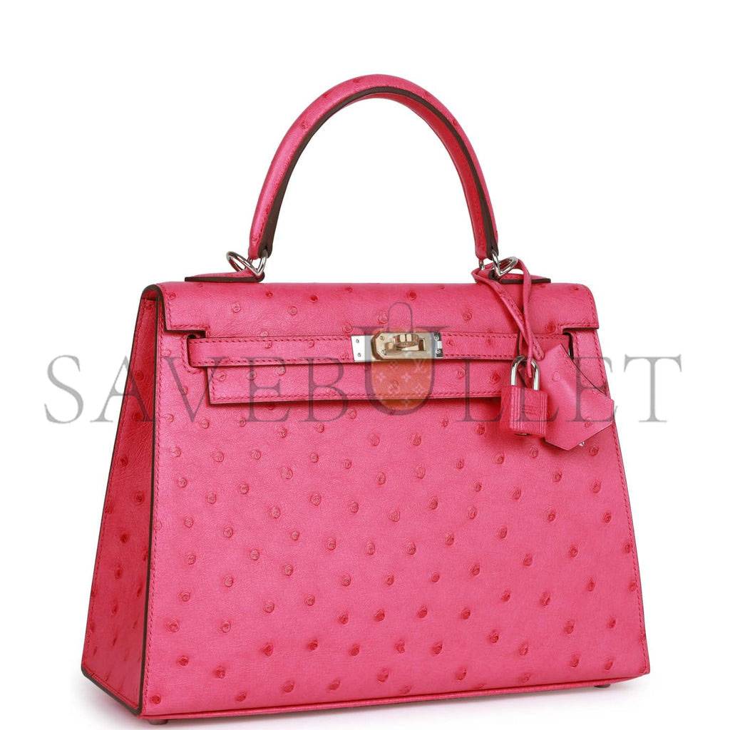 HERMES SPECIAL ORDER (HSS) KELLY SELLIER 25 ROSE TYRIEN VERSO OSTRICH PALLADIUM HARDWARE HANDMADE (25*17*7cm) HERMES SPECIAL ORDER (HSS) KELLY SELLIER 25 ROSE TYRIEN VERSO OSTRICH PALLADIUM HARDWARE HANDMADE (25*17*7cm)