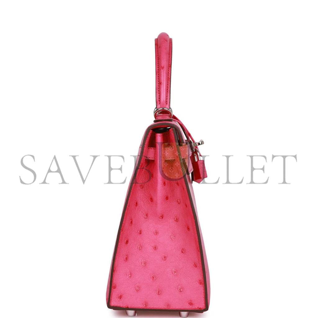 HERMES SPECIAL ORDER (HSS) KELLY SELLIER 25 ROSE TYRIEN VERSO OSTRICH PALLADIUM HARDWARE HANDMADE (25*17*7cm) HERMES SPECIAL ORDER (HSS) KELLY SELLIER 25 ROSE TYRIEN VERSO OSTRICH PALLADIUM HARDWARE HANDMADE (25*17*7cm)
