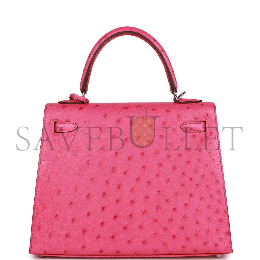 HERMES SPECIAL ORDER (HSS) KELLY SELLIER 25 ROSE TYRIEN VERSO OSTRICH PALLADIUM HARDWARE HANDMADE (25*17*7cm) HERMES SPECIAL ORDER (HSS) KELLY SELLIER 25 ROSE TYRIEN VERSO OSTRICH PALLADIUM HARDWARE HANDMADE (25*17*7cm)