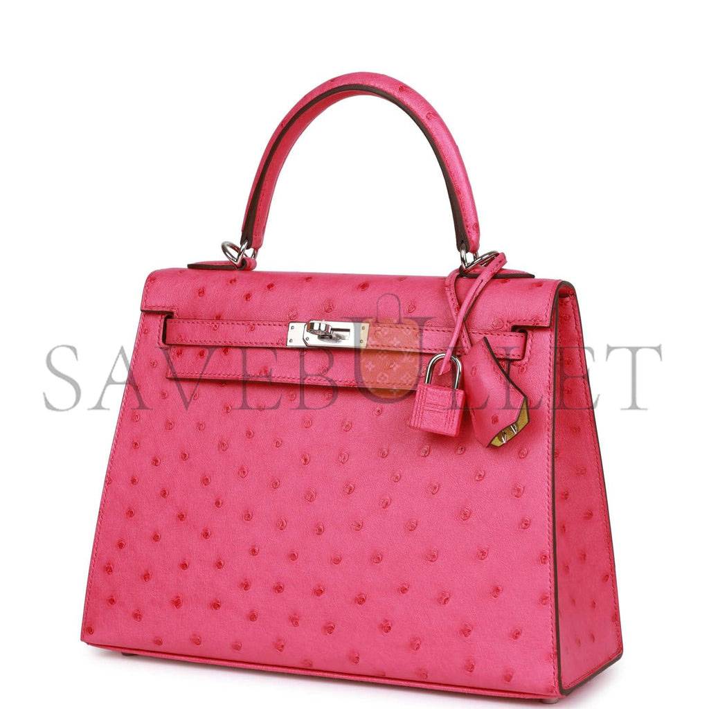 HERMES SPECIAL ORDER (HSS) KELLY SELLIER 25 ROSE TYRIEN VERSO OSTRICH PALLADIUM HARDWARE HANDMADE (25*17*7cm) HERMES SPECIAL ORDER (HSS) KELLY SELLIER 25 ROSE TYRIEN VERSO OSTRICH PALLADIUM HARDWARE HANDMADE (25*17*7cm)