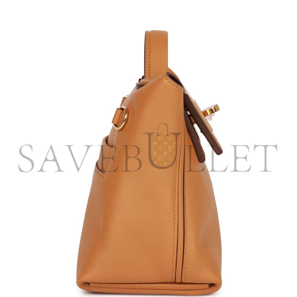 HERMES MINI 2424 BAG CARAMEL EVERCOLOR AND SESAME SWIFT VERSO GOLD HARDWARE (23*17*11cm) HERMES MINI 2424 BAG CARAMEL EVERCOLOR AND SESAME SWIFT VERSO GOLD HARDWARE (23*17*11cm)