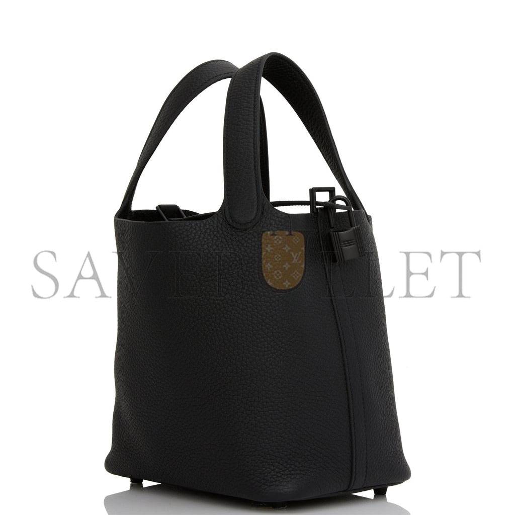 HERMES MONOCHROME PICOTIN 18 BLACK CLEMENCE BLACK HARDWARE (18*12*19cm) HERMES MONOCHROME PICOTIN 18 BLACK CLEMENCE BLACK HARDWARE (18*12*19cm)