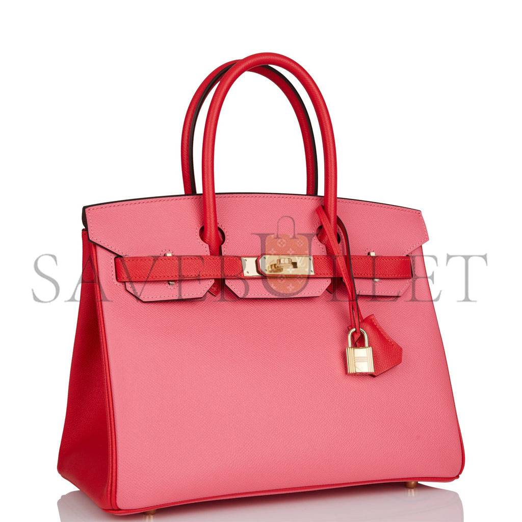 HERMES SPECIAL ORDER (HSS) BIRKIN 30 ROSE AZALEE AND ROUGE DE COEUR EPSOM PERMABRASS HARDWARE( 30cm*22*16cm) HERMES SPECIAL ORDER (HSS) BIRKIN 30 ROSE AZALEE AND ROUGE DE COEUR EPSOM PERMABRASS HARDWARE( 30cm*22*16cm)