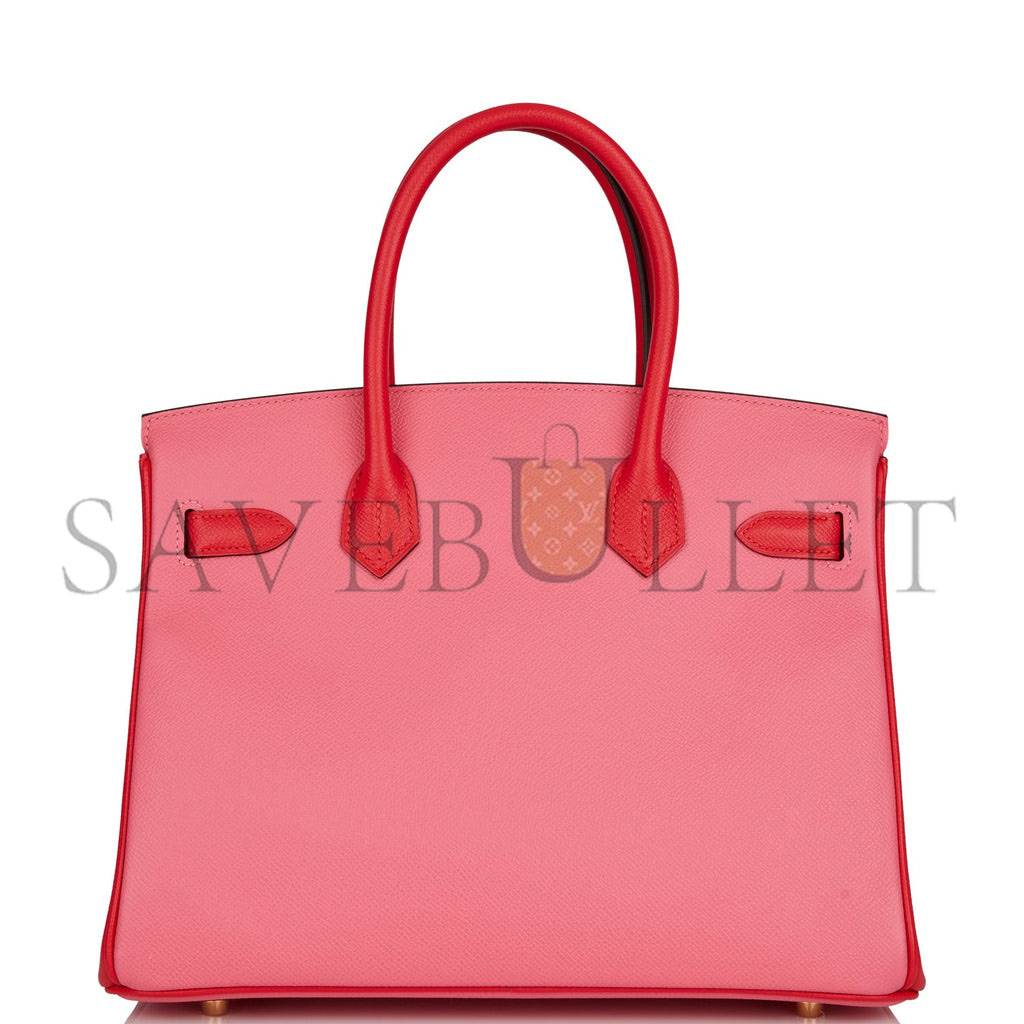 HERMES SPECIAL ORDER (HSS) BIRKIN 30 ROSE AZALEE AND ROUGE DE COEUR EPSOM PERMABRASS HARDWARE( 30cm*22*16cm) HERMES SPECIAL ORDER (HSS) BIRKIN 30 ROSE AZALEE AND ROUGE DE COEUR EPSOM PERMABRASS HARDWARE( 30cm*22*16cm)