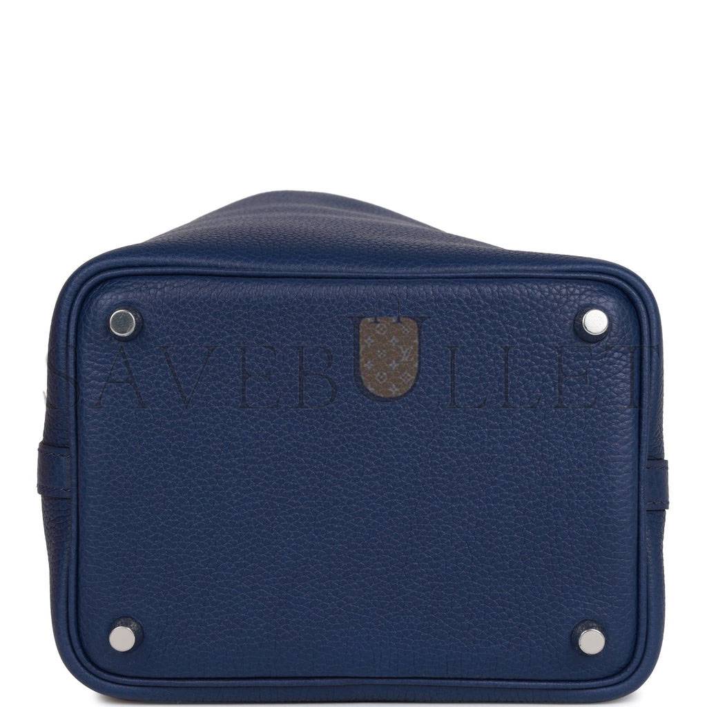 HERMES PICOTIN LOCK 18 BLEU SAPHIR MAURICE PALLADIUM HARDWARE (18*13*18cm) HERMES PICOTIN LOCK 18 BLEU SAPHIR MAURICE PALLADIUM HARDWARE (18*13*18cm)